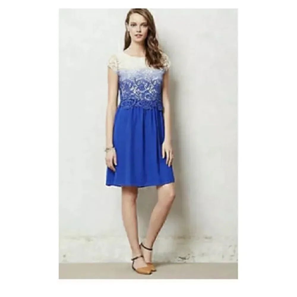 Anthropologie- Seen Worn Kept,  silk and crochet Ombre
dress